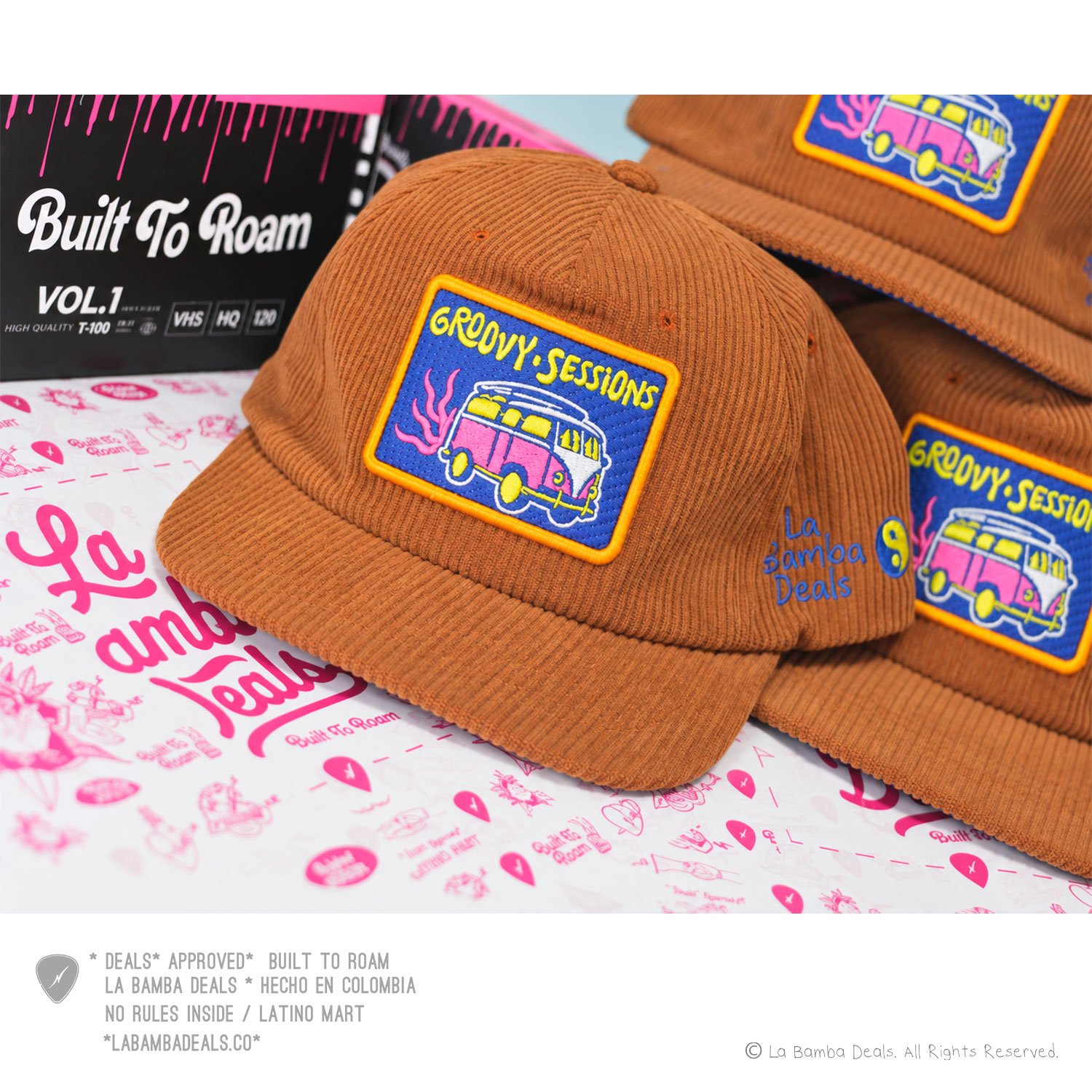Corduroy Cap “Groovy Sessions” – Pana Clásica (Terracota)